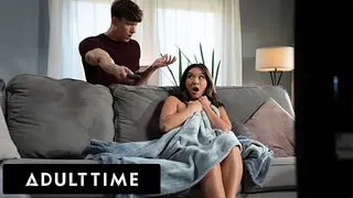 ADULT TIME - Kimmy Kimm CAUGHT MASTURBATING by her Roomie, but she can't Resist his Huge Cock!