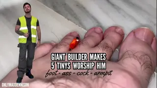 Giant Builder makes 5 Tinys Worship him - Foot - Cock - Ass - Armpit - Pornhub Gay