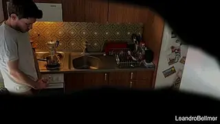 My real step-grandpa caught me masturbating in his kitchen!