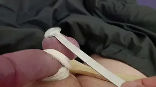 Self - Ballbusting with Wooden and Steel Spoon