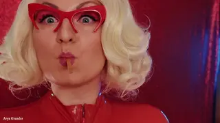 Rubber porn video – ASMR Mukbang Latex Eating Video - in Braces