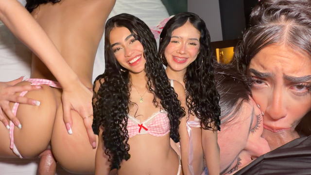 The best Deep Throat THREESOME with 2 18yo LATIN Girls