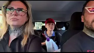 I found a window cleaner at the traffic light! And I called her over to be a porn actor and have hot sex in our car in the middle of the street. I made her all wet and she smeared our entire car seat.