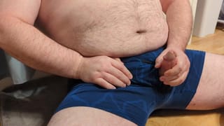 Left Handed Bear in Blue Boxer Briefs Edges and Cums on Bathroom Floor - Pornhub Gay