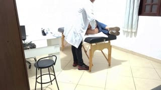 Proctologist Performs Anal Exam on Constipated Patient.