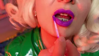 Lipstick Closeup Video - Purple Lips Fetish ASMR Video