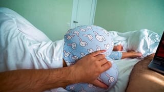 Step Sister Wakes up and Helps Step Brother Cum while he Watches Porn - Creampie
