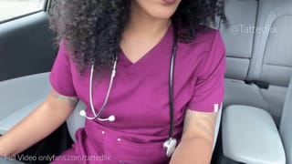 Naughty Nurse Masturbates & Squirts in Car while on Break