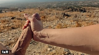 Amateur Voyeurs Hike Naked & get a Blowjob with Huge Cumshot - little Arden