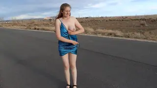 Hot Mom Strips on Public Road