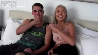 Awkward Hookup with a Happy Ending! Hot Blonde Blows new Guys Mind!