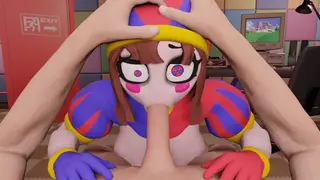 Pomni the Amazing Digital Circus Pomni makes Sloppy Blowjob. Cum in Mouth Porn