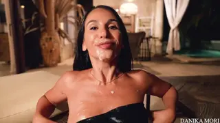 Record of my Beautiful Hot and Skinny Brunette while she Eating my Cum after Dinner in Hotel Room