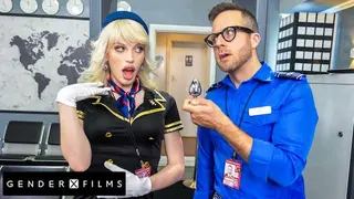 Cute Trans Stewardess Smashed by Kinky Guard - Izzy Wilde - GenderXFilms