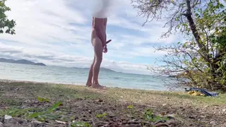 Masturbate in Car 🚗 and Naked on the Public Beach 🏖️ Dangerous Exhib with Amazing Cumshot💦