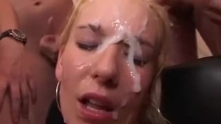 Her first Rough Bukkake Party