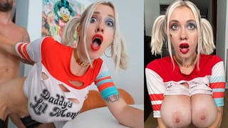 Big Tits Harley Quinn Deepthroat, Fucks Roughly until a Big Cum on her Face - POV COSPLAY