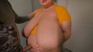 Sultry Big-Titted Woman Gets her Belly Button Fucked and Belly Splattered with Cum