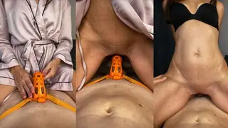 Male Chastity Play with Hubby: Chastity Teasing, Unlocking for Deep Fuck and Pulling out at his Edg