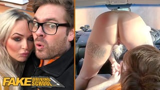 Fake Driving School - Busty Tattooed Blonde getting Fucked before her Driving Test