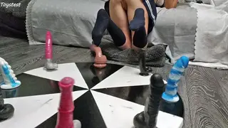 Wheel of Monster DILDOS. Japanese Horny Wife wants to Win an Orgasm