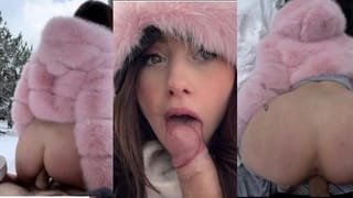Hot Couple Hard Fucking French Girl Sucks Big Cock in La Fur Snow
