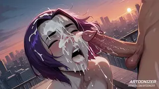 Raven (Teen Titans) - Busty Raven was Fucked on the Rooftop