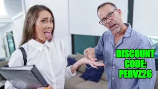 She Dropped her Step-Grandpa's Dentures on the Toilet, but he doesn't need them to Fuck her