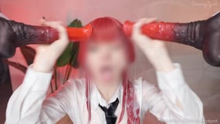 Makima Gets Huge Creampaies from two Monster Dicks. Real Life Hentai