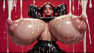 18  AI student latex sluts jiggle and grope their massive cum covered juggs