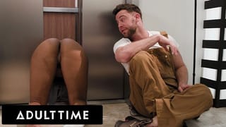 ADULT TIME - Pervy Maintenance Man Fucks August Skye while she's STUCK IN THE ELEVATOR!