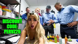 Four Guys, one Girl - Cute & Bratty Asian Shop Lyfter Luna Lux Gangbang and Facial for Stealing!