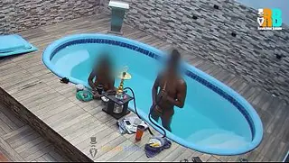Cuckold films his slutty hotwife having sex in the pool with her lover. A filmmaker from Bahia is watching a World Cup game. #caughtoncamera, #leaked full video on Red