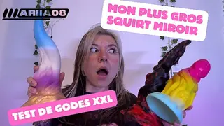 Petite French Alt Squirt Squirt on Mirror while Riding Huge Dildo Crash Test Toys XXL
