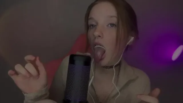 Asmr Vulgar Girl with Freckles Plays with a Condom in Her Mouth Wet Sound (br...