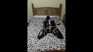 Latex Clad Selfbondage Hogtied Orgasm