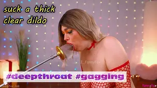Thick Clear Dildo Sloppy Deepthroat | ASMR Slurping