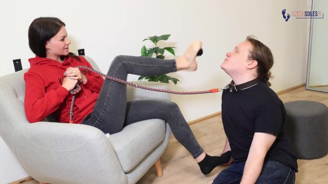 Full Video - foot slave domination on a leash (foot domination, femdom, sneakers, foot worship, sexy feet)