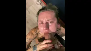 Slut got used after Bar... Deep Throat while Belt Choking