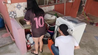 Hotwife Receives Washing Machine Technician while Cuckold is at Work