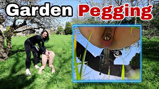 Training zero Anal Public Pegging in my Garden Outdoors with my Huge Strapon