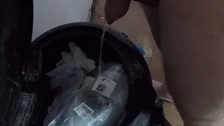 Full Bladder Pissing in a Trash can