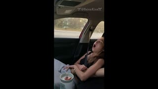 Fingering my Girl in the Fast Lane while the Pressure Builds… Public Orgasm on the Highway 🚗🫦💦