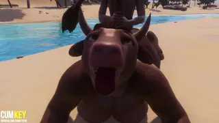 Furry Cow Girl Fucks with a Man | Furry Monster| 3D Porn Wild Life