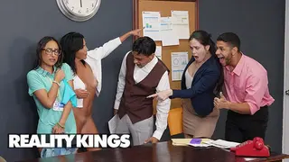 REALITY KINGS - Abi James Spanks IT Girl Lola Aiko before Licking & Strapping her on the Boss’ Desk