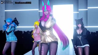 [MMD]BlackPink - Shut down (Ahri/Xayah/Soraka/Gwen) [strip Ver.] League of Legends