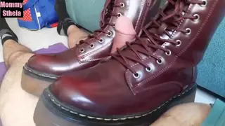 Combat Evolved porn video – Stepmom Crushing Stepson Balls & Bootjob him with new Combat Boots until Cumshot!