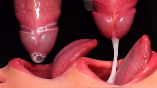 CLOSE UP: BEST CONDOM MILKING BLOWJOB! she BROKE the CONDOM and got ALL CUM in MOUTH! ASMR Sucking
