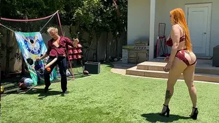 Big Ass Redhead MILF Plays Dick Ball with Step Son's Huge White Cock