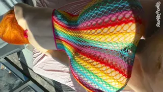 Red-haired Bitch with Perfect Forms Sharply Rides a Big Cock and Jerks Cock with her Skinny Arms!